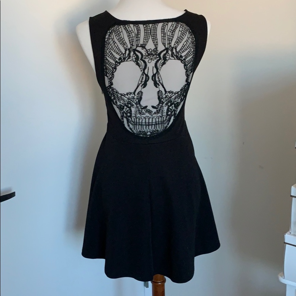LF Skull Back Goth Mini Dress